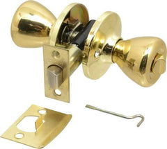 Value Collection - Bright Brass Privacy Knob Lockset - 2-3/8" Back Set, 5-Pin Brass Tumbler Cylinder - Makers Industrial Supply