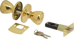 Value Collection - Bright Brass Entry Knob Lockset - 2-3/8" Back Set, 5-Pin Brass Tumbler Cylinder - Makers Industrial Supply