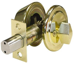 Value Collection - Polished Brass Finish, Heavy-Duty Single Cylinder Deadbolt - Makers Industrial Supply