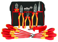 13 Piece - Insulated Tool Set with Pliers; Cutters; Xeno; Square; Slotted & Phillips Screwdrivers in Tool Box - Makers Industrial Supply