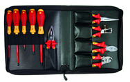10 Piece - Insulated Pliers; Cutters; Wire Stripper; Slotted & Phillips Screwdrivers in Zipper Case - Makers Industrial Supply