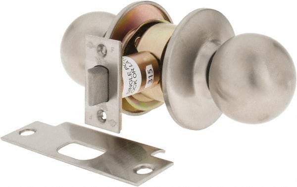 Yale - 1-3/8" Door Thickness, Stainless Steel Passage Knob Lockset - 2-3/4" Back Set, 2 Cylinder - Makers Industrial Supply