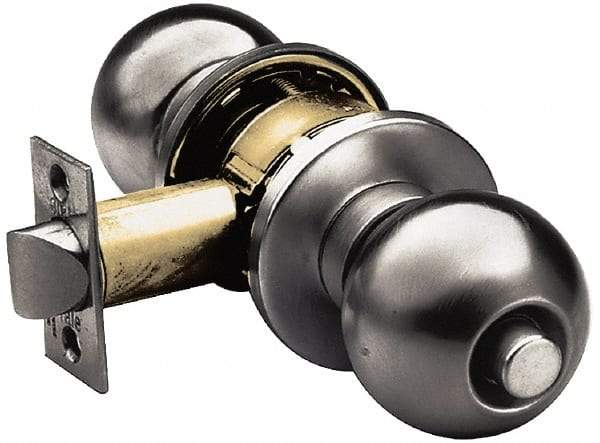 Yale - 1-3/8" Door Thickness, Stainless Steel Classroom Knob Lockset - 2-3/4" Back Set, 2 Cylinder - Makers Industrial Supply