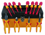 12 Piece - Insulated Pliers; Cutters; Slotted & Phillips Screwdrivers; Nut Drivers in Tool Box - Makers Industrial Supply