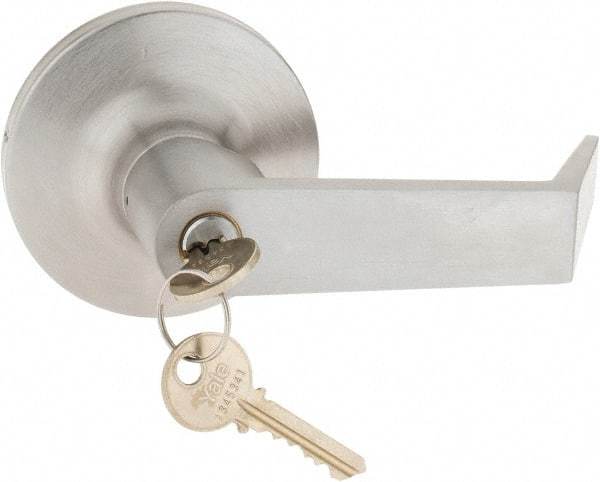 Yale - Fire Rated, Entry Lever Lock with 3-1/2" Rose - Chrome (26D) Finish, Grade 1 - Makers Industrial Supply