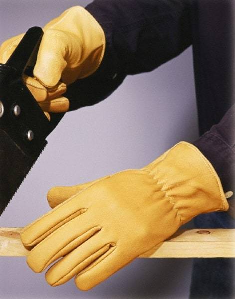 PIP - Size M (8) Grain Goatskin General Protection Work Gloves - For Work & Driver, Uncoated, Slip-On Cuff, Full Fingered, Tan, Paired - Makers Industrial Supply