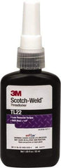 3M - 50 mL Bottle, Purple, Low Strength Liquid Threadlocker - Series TL22, 24 hr Full Cure Time, Hand Tool Removal - Makers Industrial Supply