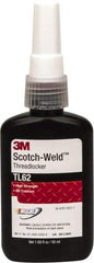 3M - 50 mL Bottle, Red, Medium Strength Liquid Threadlocker - Series TL62, 24 hr Full Cure Time, Hand Tool, Heat Removal - Makers Industrial Supply