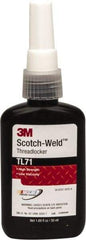 3M - 50 mL Bottle, Red, High Strength Liquid Threadlocker - Series TL71, 24 hr Full Cure Time, Hand Tool, Heat Removal - Makers Industrial Supply