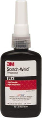 3M - 50 mL Bottle, Red, High Strength Liquid Threadlocker - Series TL72, 24 hr Full Cure Time, Hand Tool, Heat Removal - Makers Industrial Supply