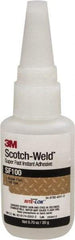 3M - 0.71 oz Bottle Clear Instant Adhesive - Series SF100, 3 to 30 sec Working Time, 24 hr Full Cure Time, Bonds to Cardboard, Ceramic, Fabric, Fiberglass, Foam, Glass, Leather, Metal, Paper, Plastic, Rubber, Vinyl & Wood - Makers Industrial Supply