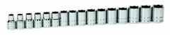 16 Piece - 1/2" Drive - Shallow 6 Point Socket Set on Clip Rail Metric - Makers Industrial Supply