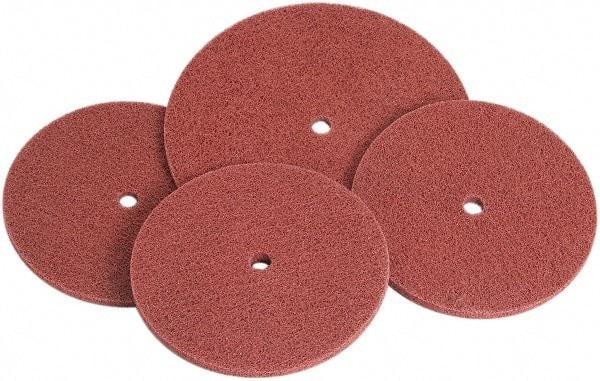 Standard Abrasives - 6" Medium Grade Aluminum Oxide Deburring Disc - 1/2" Center Hole, Arbor Connection, Maroon, 3,600 Max RPM - Makers Industrial Supply