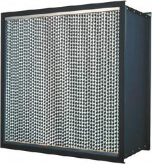 Made in USA - 24" High x 12" Wide 11-1/2" Deep, 95% Capture Efficiency, HEPA Air Filter - Microfiber Paper Media, Galvanized Steel Frame, 250 FPM Max, 500 CFM, 180°F Max, Use with Hospitals & Clean Rooms - Makers Industrial Supply