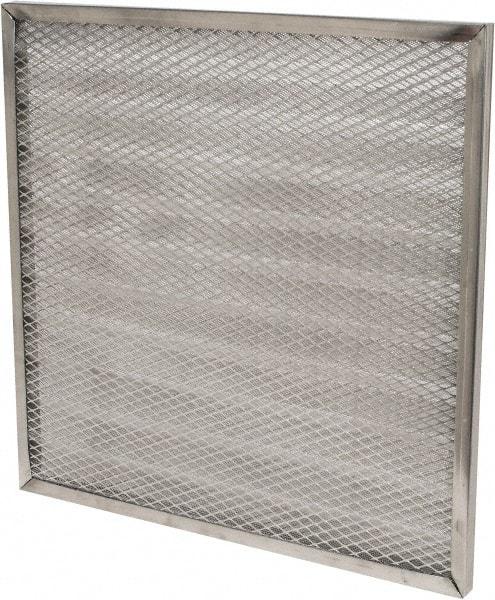 Made in USA - 20" Noml Height x 20" Noml Width x 1" Noml Depth, 71% Capture Efficiency, Permanent Air Filter - MERV 7, Aluminum Cloth & Mesh, Integrated Aluminum Frame, 300 Max FPM, 800 CFM, For Any Unit - Makers Industrial Supply