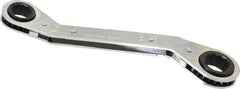 Lang - 15mm x 17mm 12 Point Reversible Ratcheting Offset Box Wrench - 8" OAL, Steel, 25° Offset - Makers Industrial Supply