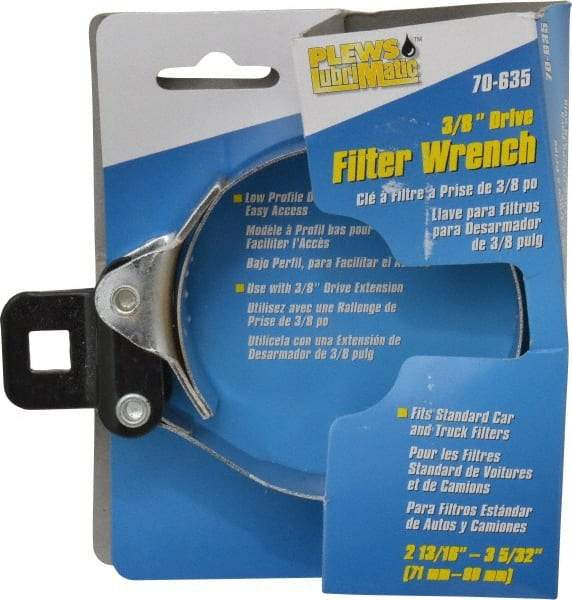 Plews - 2-13/16 to 3-5/32" Diam, Small Ratchet Oil Filter Wrench - Steel, For Use with Filters from 2-13/16 to 3-5/32" - Makers Industrial Supply