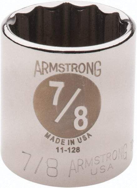 Armstrong - 7/8", 3/8" Drive, Standard Hand Socket - 12 Points, 1-13/64" OAL - Makers Industrial Supply