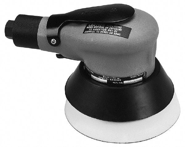 Sioux Tools - 10,000 OPM, 20 CFM Air Consumption, Palm Air Orbital Sander - Round Pad, 1/4 NPT Inlet - Makers Industrial Supply