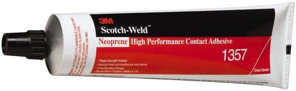 3M - 5 oz Tube Gray Contact Adhesive - Series 1357, 30 min Working Time, Bonds to Foam, Rubber & Vinyl - Makers Industrial Supply