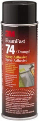 3M - 24 oz Aerosol Orange Spray Adhesive - High Tack, 170°F Heat Resistance, 40 Sq Ft Coverage, Medium Strength Bond, 15 min Max Bonding Time, Flammable, Series 74 - Makers Industrial Supply