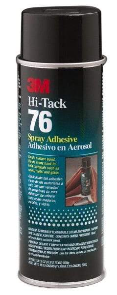 3M - 24 oz Aerosol Clear Spray Adhesive - High Tack, 160°F Heat Resistance, 28 Sq Ft Coverage, High Strength Bond, 10 min Max Bonding Time, Flammable, Series High-Tack 76 - Makers Industrial Supply