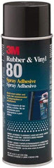 3M - 19 oz Aerosol Yellow Spray Adhesive - High Tack, 300°F Heat Resistance, 28 Sq Ft Coverage, High Strength Bond, 30 min Max Bonding Time, Flammable, Series Rubber & Vinyl 80 - Makers Industrial Supply