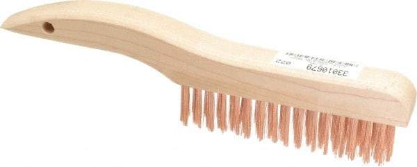 Ampco - 4 Rows x 16 Columns Bronze Shoe Handle Wire Brush - 10" OAL, 1-1/8" Trim Length, Wood Shoe Handle - Makers Industrial Supply