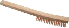 Ampco - 4 Rows x 19 Columns Bronze Curve-Handle Wire Brush - 13-3/4" OAL, 1-1/8" Trim Length, Wood Curved Handle - Makers Industrial Supply