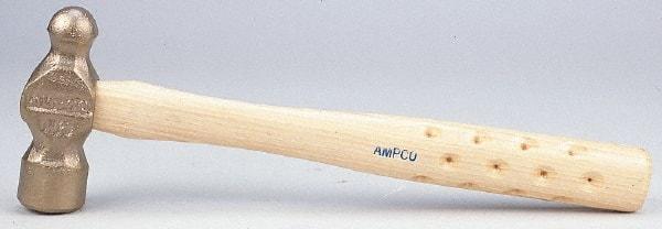 Ampco - 1-1/2 Lb Head Bronze Nonsparking Ball Pein Hammer - Hickory Handle - Makers Industrial Supply