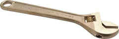 Ampco - 1-1/8" Jaw Capacity, 8" Nonsparking Adjustable Wrench - Aluminum Bronze, Plain Finish - Makers Industrial Supply