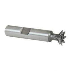 Keo - 1/2" Diam x 1/8" Width of Cut, 45° Included Angle, High Speed Steel Dovetail Cutter - 3/8" Shank Diam, 1-11/16" Shank Length, 2-1/8" Overall Length, Weldon Flat, Uncoated - Makers Industrial Supply