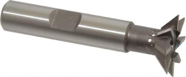 Keo - 3/4" Diam x 3/16" Width of Cut, 45° Included Angle, High Speed Steel Dovetail Cutter - 3/8" Shank Diam, 1-9/16" Shank Length, 2-1/8" Overall Length, Weldon Flat, Uncoated - Makers Industrial Supply