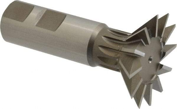 Keo - 1-7/8" Diam x 1/2" Width of Cut, 45° Included Angle, High Speed Steel Dovetail Cutter - 7/8" Shank Diam, 2-1/32" Shank Length, 3-1/4" Overall Length, Weldon Flat, Uncoated - Makers Industrial Supply