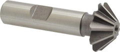 Keo - 1" Diam x 5/16" Width of Cut, 45° Included Angle, Shank Connection, High Speed Steel Single Angle Cutter - 1/2" Shank Diam, 2-1/2" Overall Length, Right Hand Cut, Uncoated - Makers Industrial Supply