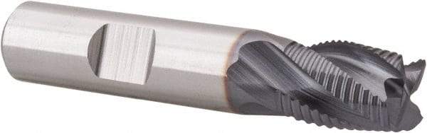 Niagara Cutter - 1/2" Diam, Fine Pitch, 5/8" LOC, 4 Flute Cobalt Roughing Square End Mill - TiCN Finish, 2-5/8" OAL, 1/2" Shank Diam, Single End, Centercutting, 30° Helix - Makers Industrial Supply