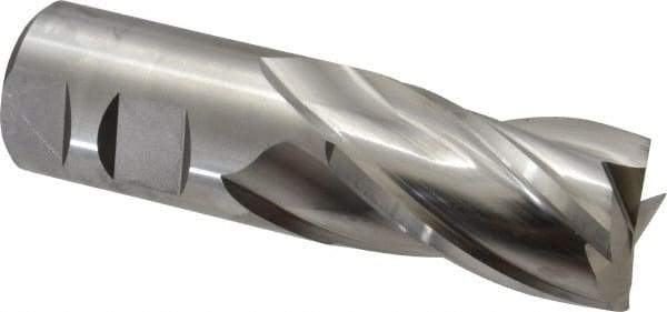 Niagara Cutter - 1-1/4", 2" LOC, 1-1/4" Shank Diam, 4-1/2" OAL, 4 Flute, Cobalt Square End Mill - Single End, Uncoated, Spiral Flute, 30° Helix, Centercutting, Right Hand Cut, Right Hand Flute, Series SPC408 - Makers Industrial Supply