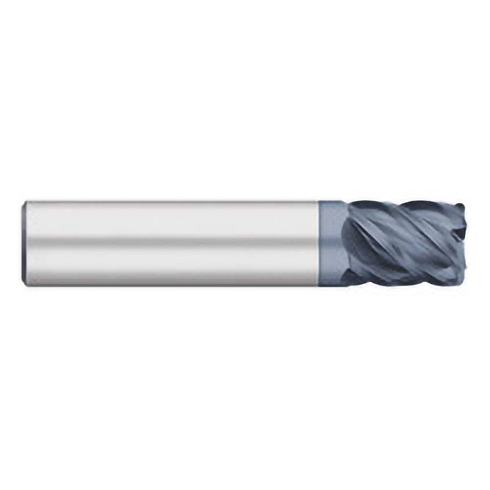 Corner Radius End Mill: 5/16″ Dia, 1/2″ LOC, 0.02″ Radius, 5 Flutes, Solid Carbide 2″ OAL, 5/16″ Shank Dia, 45 ° Helix, AlTiN Coated, Corner Radius End, Centercutting