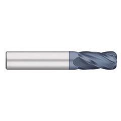 Corner Radius End Mill: 1″ Dia, 1-1/2″ LOC, 1/64″ Radius, 4 Flutes, Solid Carbide 4″ OAL, 1″ Shank Dia, 30 ° Helix, AlTiN Coated, Corner Radius End, Centercutting