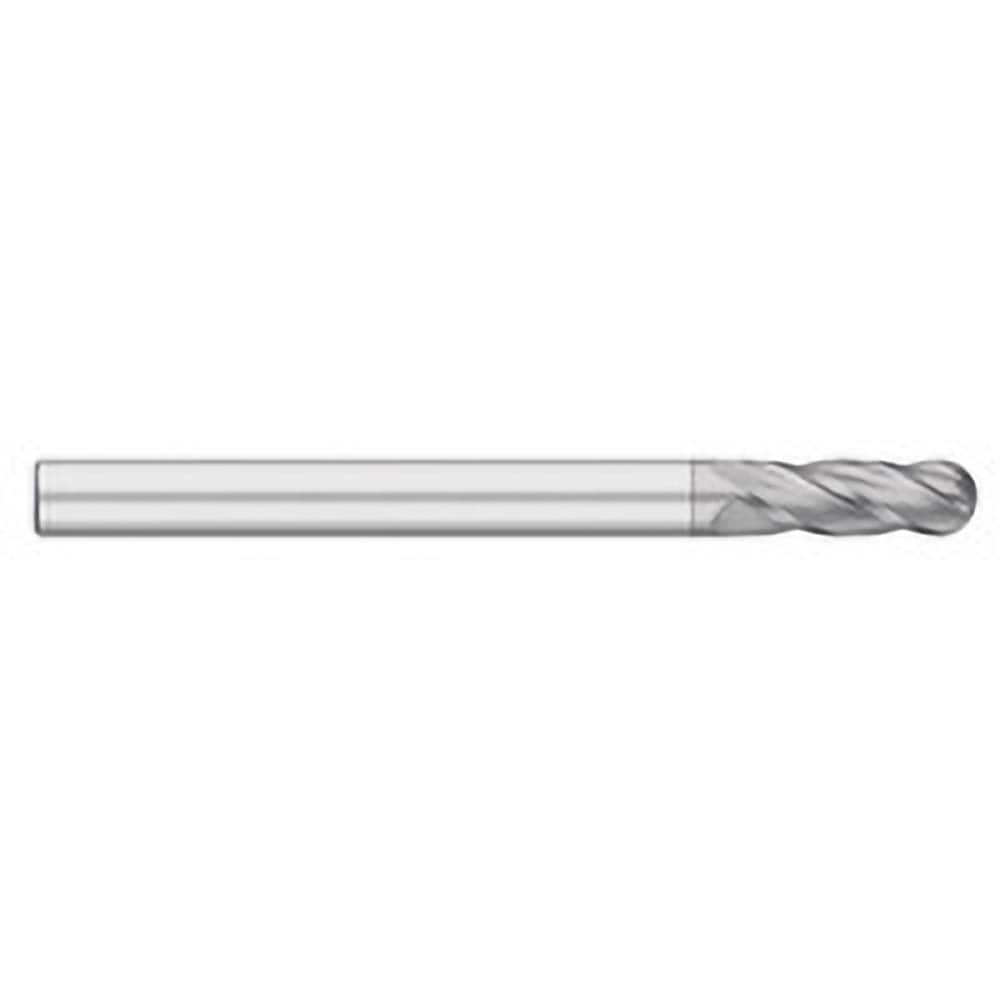 Ball End Mill: 0.625″ Dia, 3″ LOC, 4 Flute, Solid Carbide 6″ OAL, 5/8″ Shank Dia, 30 ° Helix, TiCN Coated, Single End