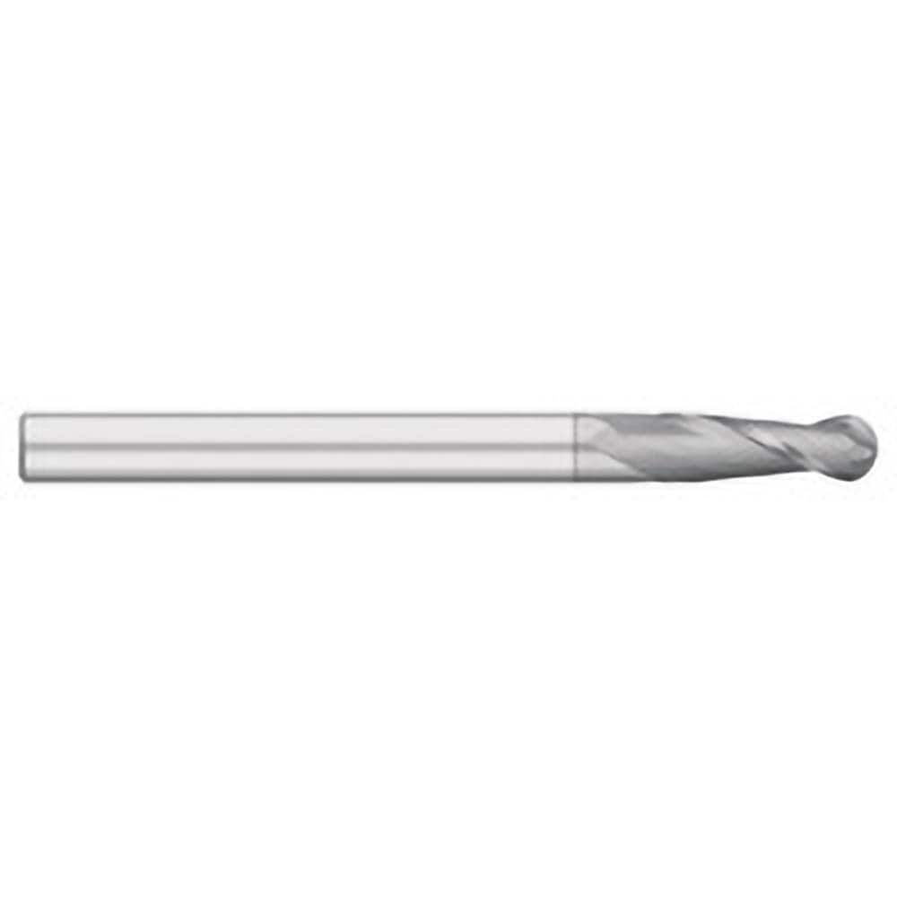 Ball End Mill: 0.625″ Dia, 3″ LOC, 2 Flute, Solid Carbide 6″ OAL, 5/8″ Shank Dia, 30 ° Helix, TiCN Coated, Single End