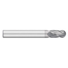 Titan USA - Ball End Mills; Mill Diameter (Inch): 5/8 ; Mill Diameter (Decimal Inch): 0.6250 ; Number of Flutes: 4 ; Length of Cut (Inch): 2-1/4 ; Length of Cut (Decimal Inch): 2.2500 ; Material: Solid Carbide - Exact Industrial Supply