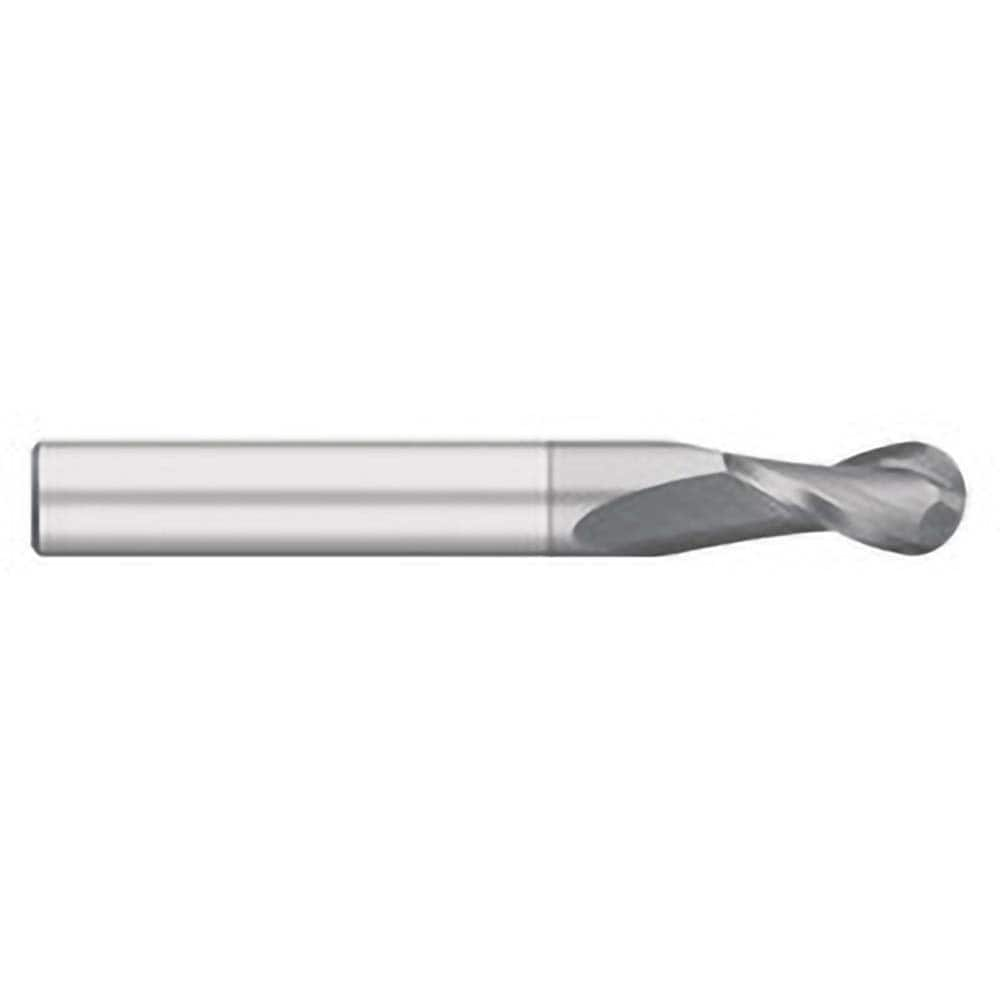 Ball End Mill: 0.625″ Dia, 2.25″ LOC, 2 Flute, Solid Carbide 5″ OAL, 5/8″ Shank Dia, 30 ° Helix, TiCN Coated, Single End