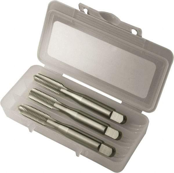 Vermont Tap & Die - #8-36 UNF, 4 Flute, Bottoming, Plug & Taper, Bright Finish, High Speed Steel Tap Set - Right Hand Cut, 2-1/8" OAL, 3/4" Thread Length, 2/2B/3B Class of Fit, Series 3105 - Makers Industrial Supply