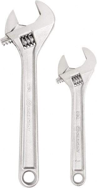 Crescent - 2 Piece, 8" to 12", Adjustable Wrench Set - Inch Measurement Standard, Chrome Finish - Makers Industrial Supply