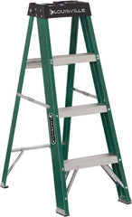 Louisville - 3 Steps, 4' High, Type II Rating, Fiberglass Step Ladder - Makers Industrial Supply