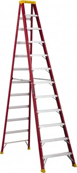 Louisville - 11 Steps, 12' High, Type IA Rating, Fiberglass Step Ladder - Makers Industrial Supply