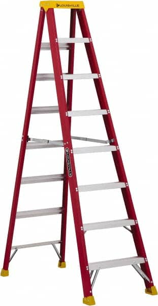 Louisville - 7 Steps, 8' High, Type IA Rating, Fiberglass Step Ladder - Makers Industrial Supply