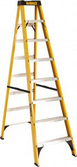 DeWALT - 7 Steps, 8' High, Type I Rating, Fiberglass Step Ladder - Makers Industrial Supply