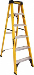 DeWALT - 4 Steps, 6' High, Type I Rating, Fiberglass Step Ladder - Makers Industrial Supply